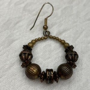 Copper Beads Hoop Earrings